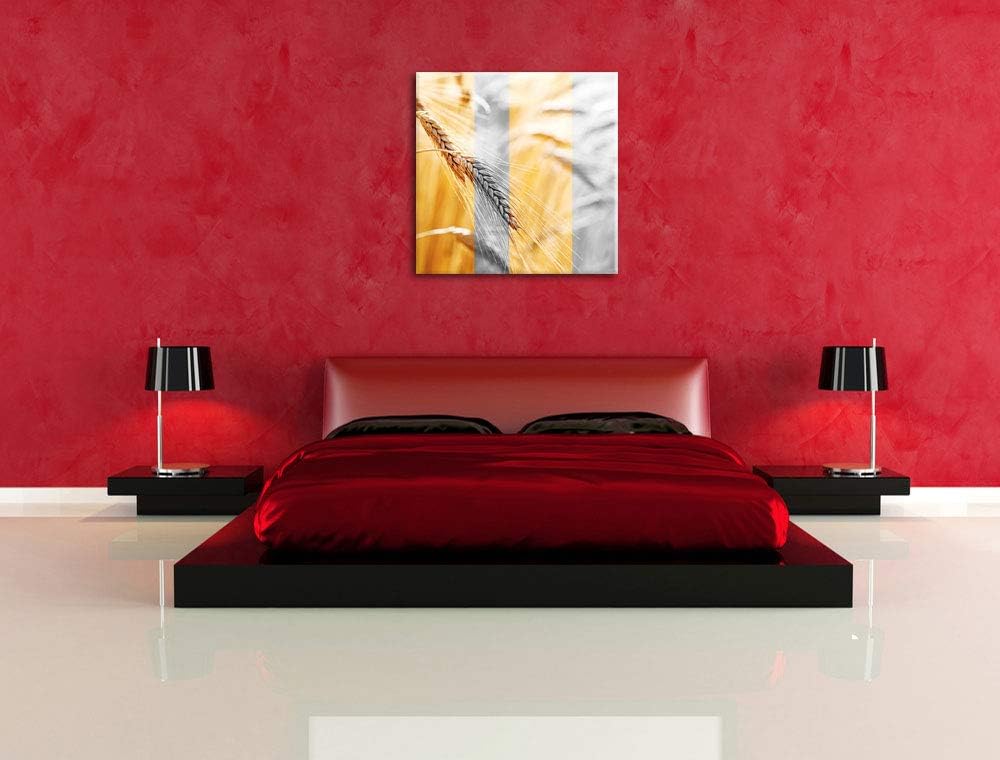 Pixxprint Weizen schwarzweiss als Leinwandbild/Grösse: 70x70 cm/Wandbild/Kunstdruck/fertig bespannt,
