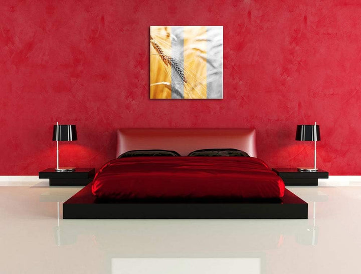 Pixxprint Weizen schwarzweiss als Leinwandbild/Grösse: 70x70 cm/Wandbild/Kunstdruck/fertig bespannt,