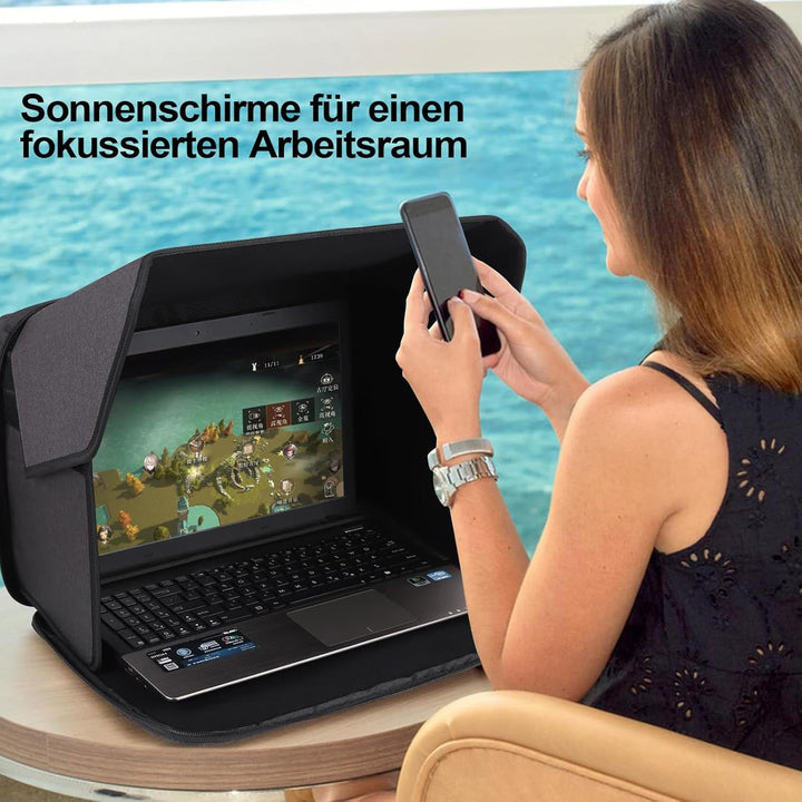 Tragbarer Laptop Sonnenschutz für 12/13/14/15 Zoll Bildschirm, Sichtschutz für Arbeiten Im Freien, L