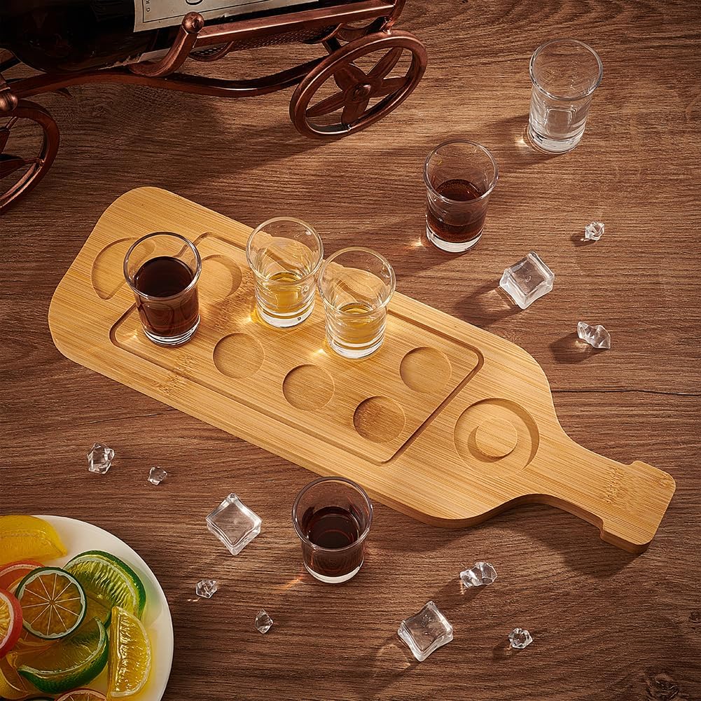 UNICRAFTALE 1 Stück Tequila Shot Board Schnapsglashalter Display Mit 8 Schnapsgläsern Weinglashalter