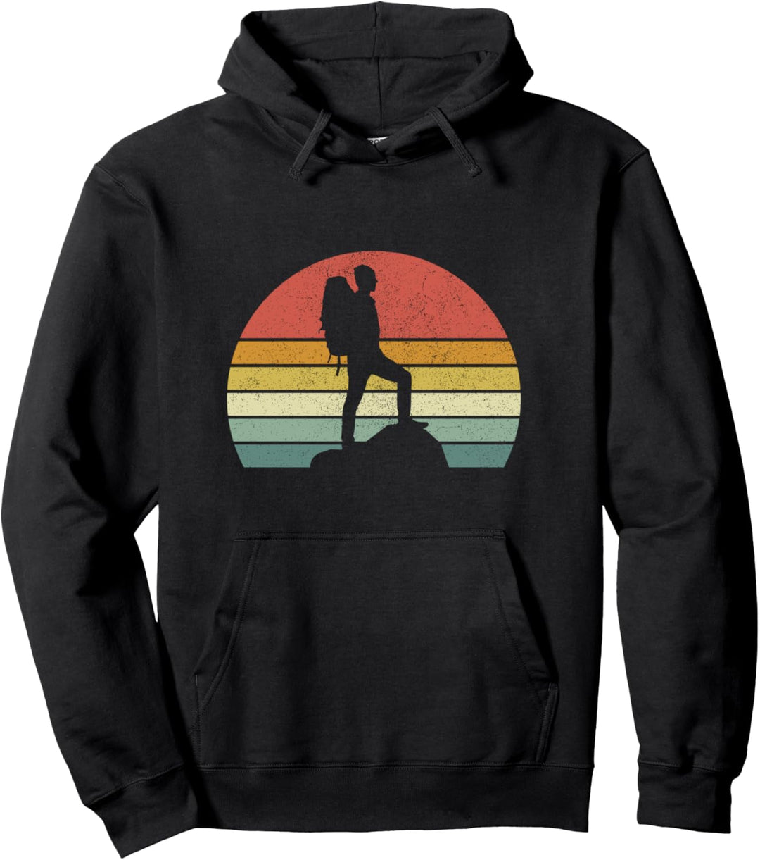Wandern Wanderer Backpacking Vintage Sonnenuntergang Pullover Hoodie