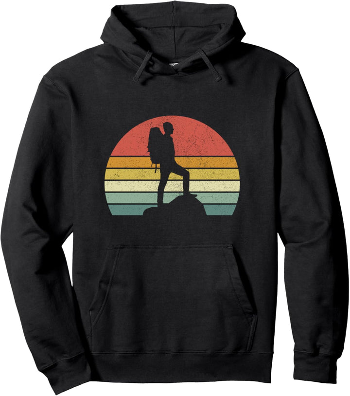 Wandern Wanderer Backpacking Vintage Sonnenuntergang Pullover Hoodie