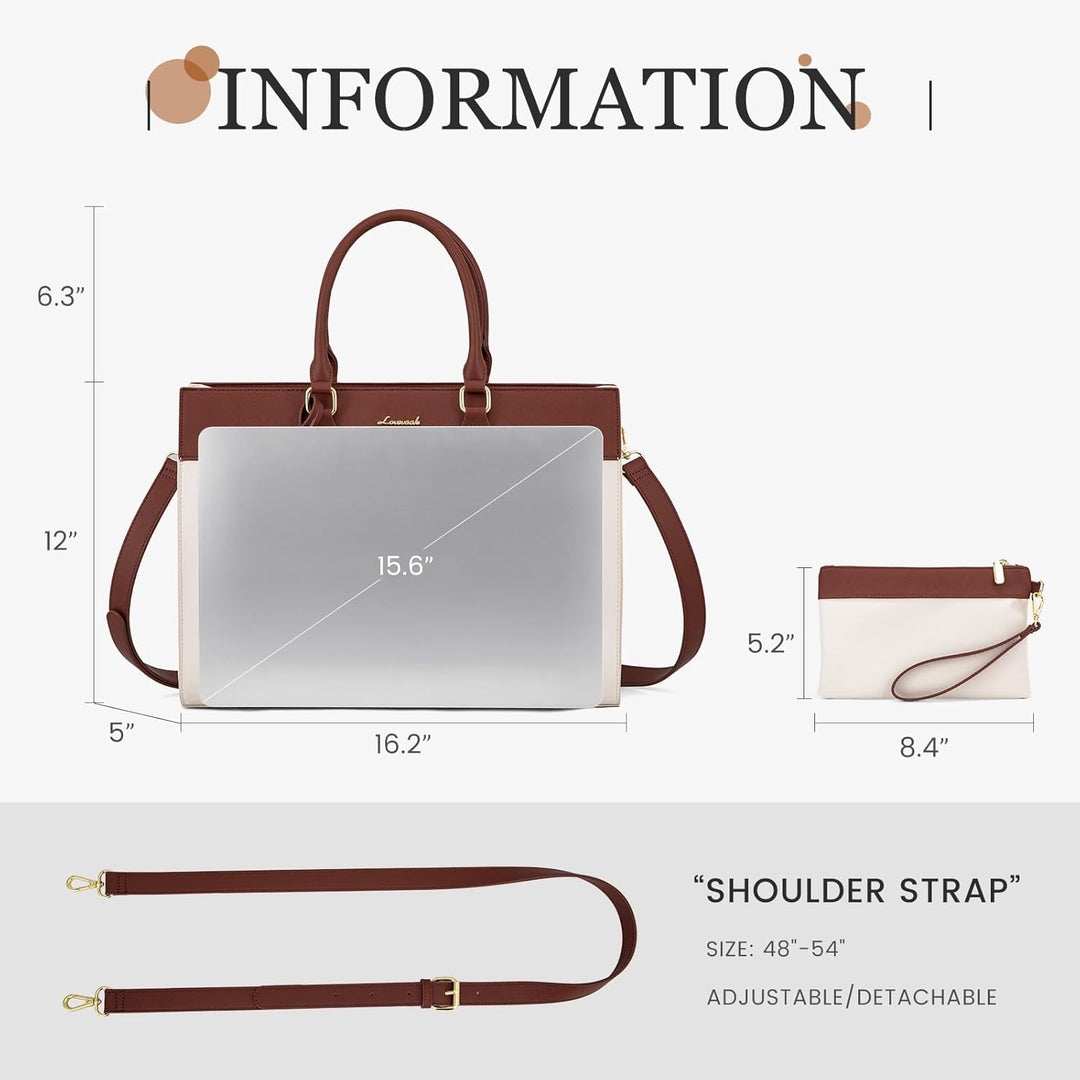 LOVEVOOK Laptoptasche Damen 15,6 Zoll, Gross Arbeitstasche Handtasche Schultertasche Wasserdicht PU