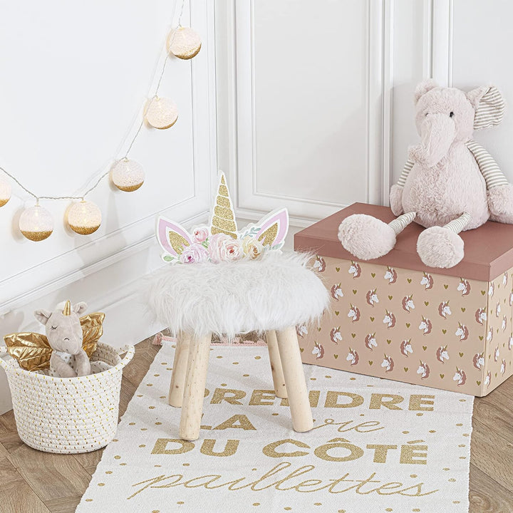 Kinderhocker Einhorn - weiss - Kunstpelz - Mehrfarbig - Atmosphera créateur d'intérieur cm Mehrfarbe