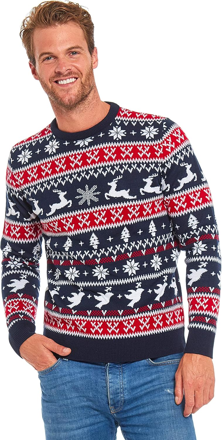 U LOOK UGLY TODAY Hässlicher Weihnachtspullover Damen Unisex lustig Chunky Fair Isle Gestrickter Fes