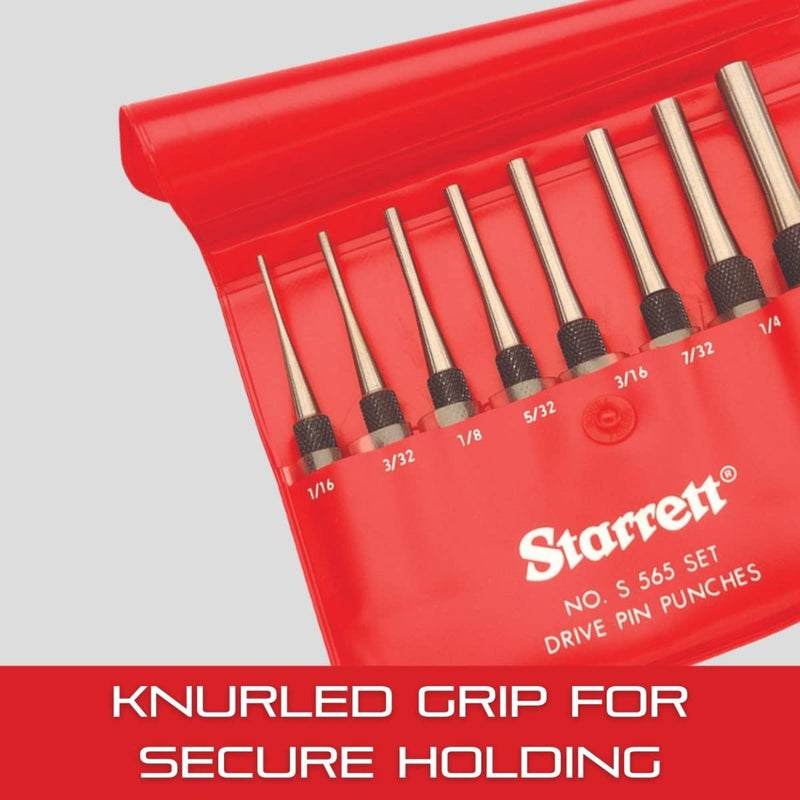 Starrett S248 Verlängerter Treiberstift-Lochersatz, 1/8"-3/8" Stiftdurchmesser, 8" Gesamtlänge, 3-1/