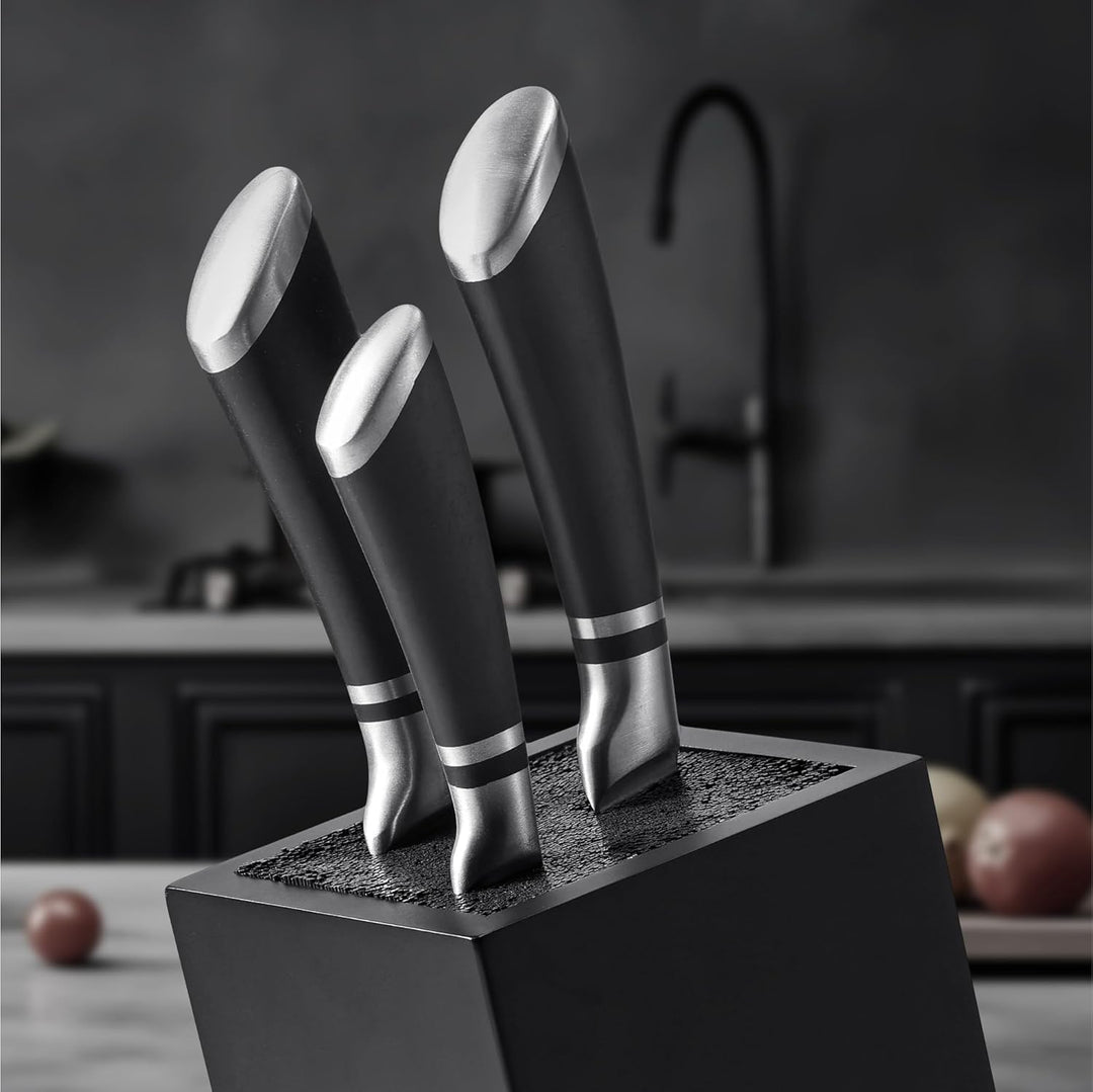 Navaris Messerblock aus Bambus mit Borsteneinsatz - Messer Block unbestückt - Halterung universal fü