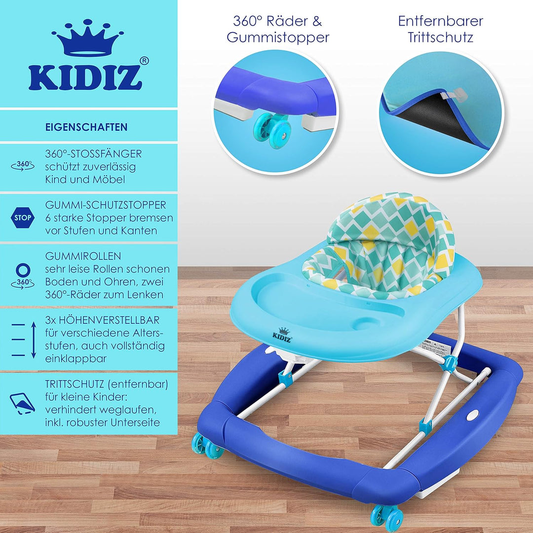 KIDIZ® 4in1 Lauflernhilfe Babywalker Spiel- und Lauflernwagen Gehfrei Schaukelfunktion Babywippe mit