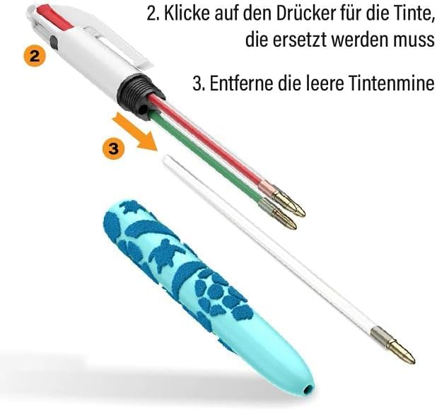 BIC 4 Farben Kugelschreiber Set 4 Colours Velours, in Meeresmotiven, 6er Pack, Ideal für das Büro, d