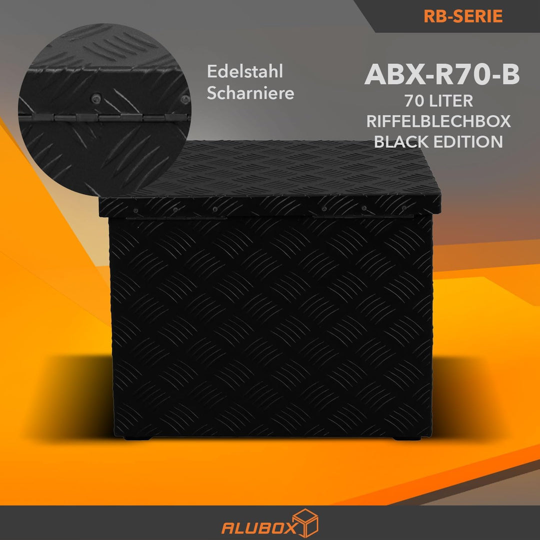 alubox Strong - Black Edition ABX-R70 Aluminium Transportkiste aus 3mm Riffelblech 70 Liter in schwa