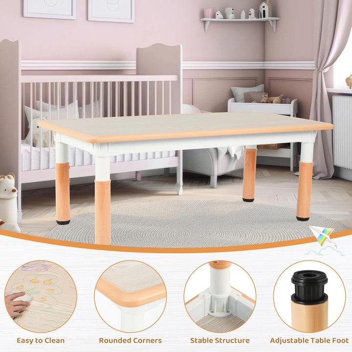 Clevich Kindertisch mit 6 Stühlen,Kinder Tisch Stuhl Set für Kindergarten und Kinderzimmer,Kindertis