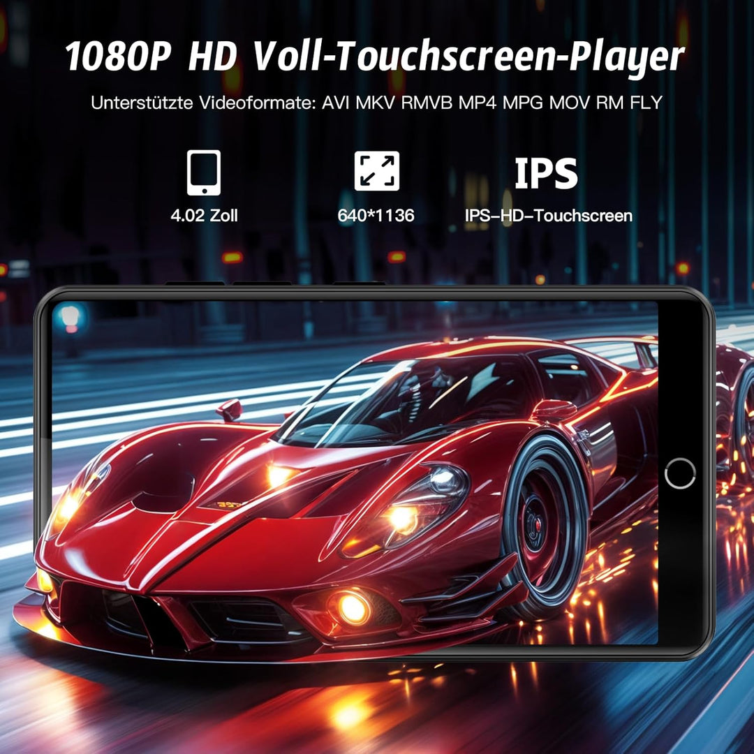 32GB MP3 Player mit Bluetooth und WiFi, 4.02“ IPS HD MP4 Player mit Lautsprechern, Musik Player für