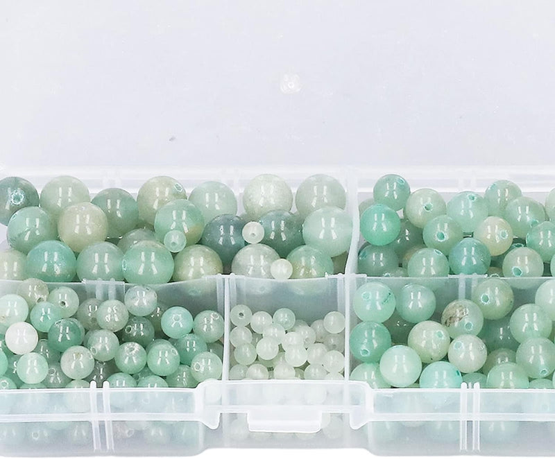 340 Stück Edelstein Perlen zum Auffädeln, 4 bis 10 mm Grün Runde Steinperlen Natürliche Jade Schmuck