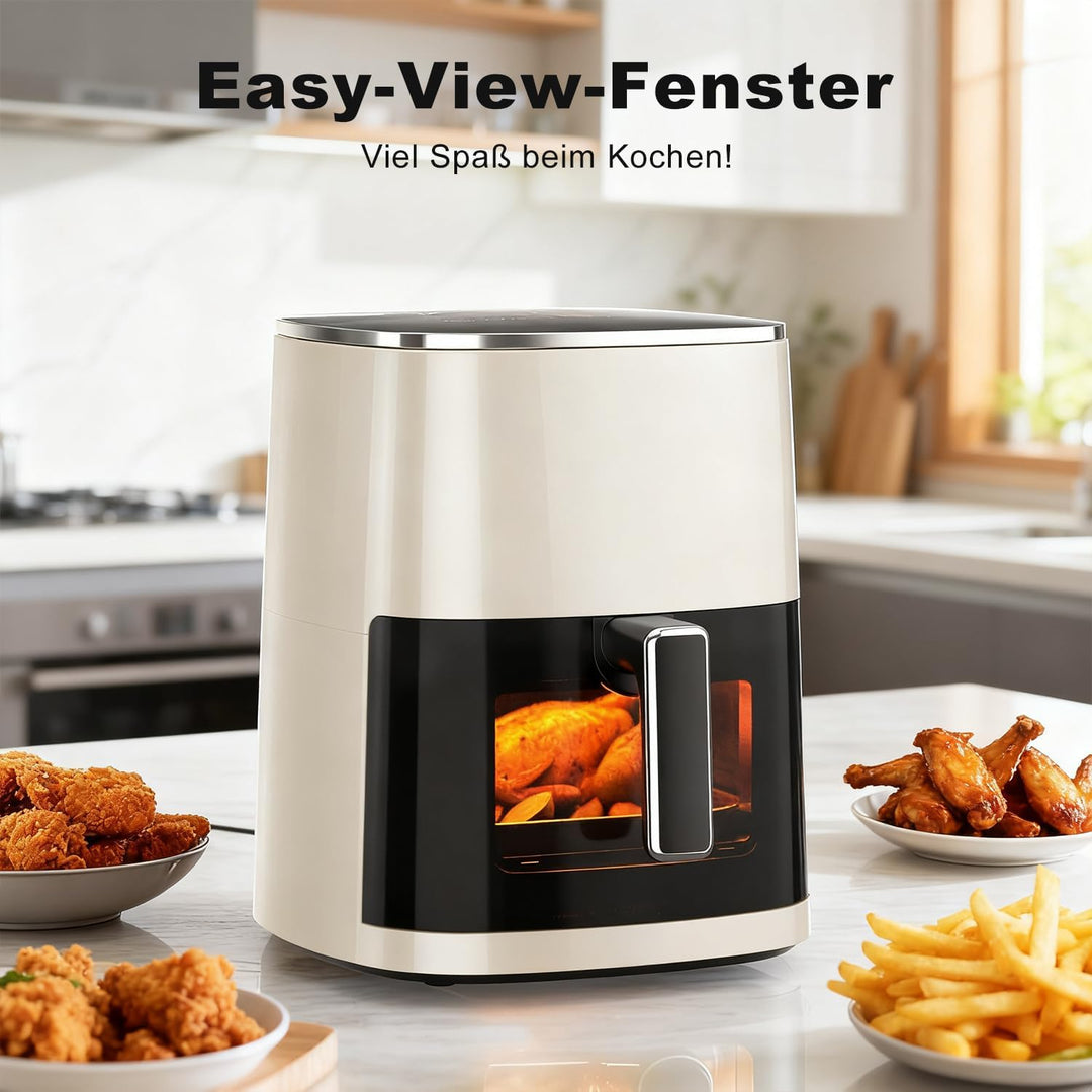 DUMOS Air Fryer 6QT with Window Square Airfryer Oven 12-in-1 for Family 400°F Rapid Air Crispy Techn