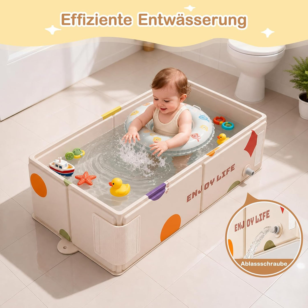 Babybadewanne faltbar, tragbare Babywanne 0-8 Jahre, Kinderplanschbecken &amp; kleiner Kinderpool für Du