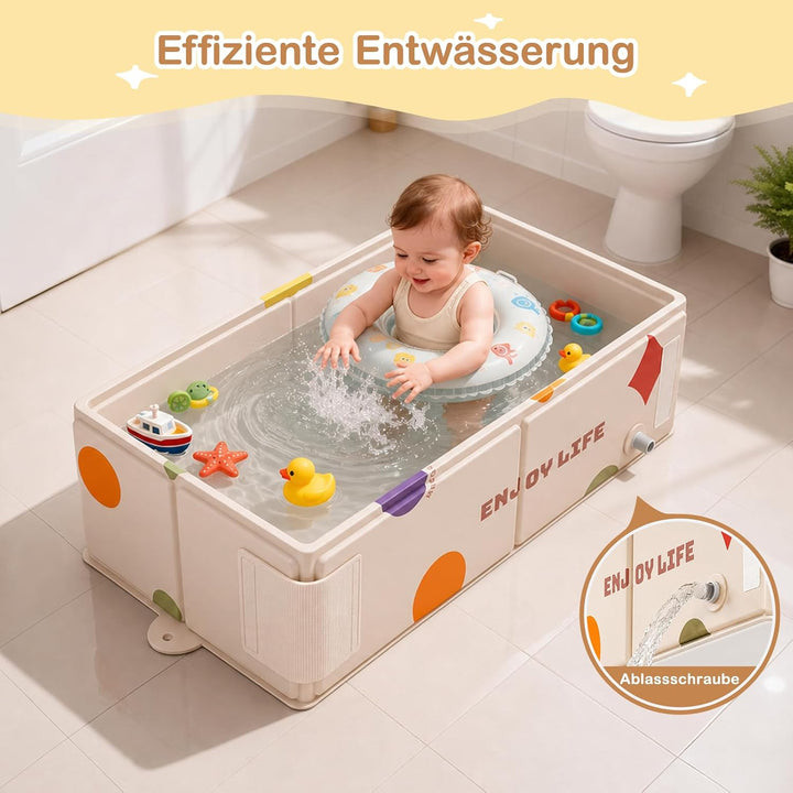 Babybadewanne faltbar, tragbare Babywanne 0-8 Jahre, Kinderplanschbecken &amp; kleiner Kinderpool für Du