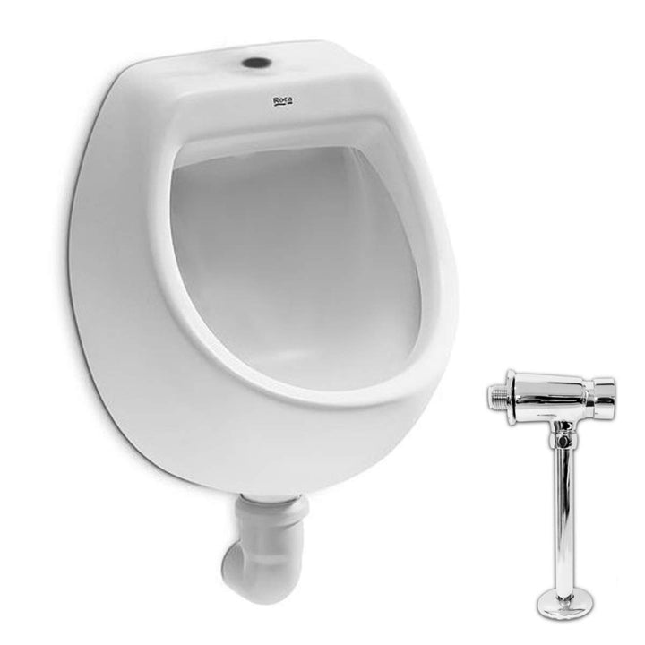 VBChome Set Urinal + Spülventil Zulauf Oben Weiss Modern Hochwertig Keramik Pinkelbecken senkrecht P