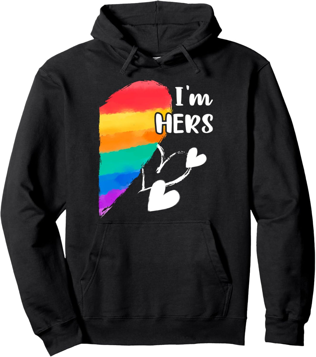 Regenbogen LGBT Herz Ich bin ihr für Paare, Lesbisch Pullover Hoodie