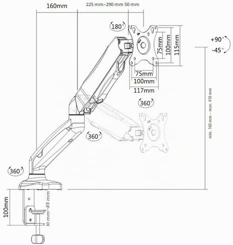 HALTERUNGSPROFI Monitor Tischhalterung mit Gasdruckfeder für LED LCD Monitore bis 32 Zoll VESA 75x75