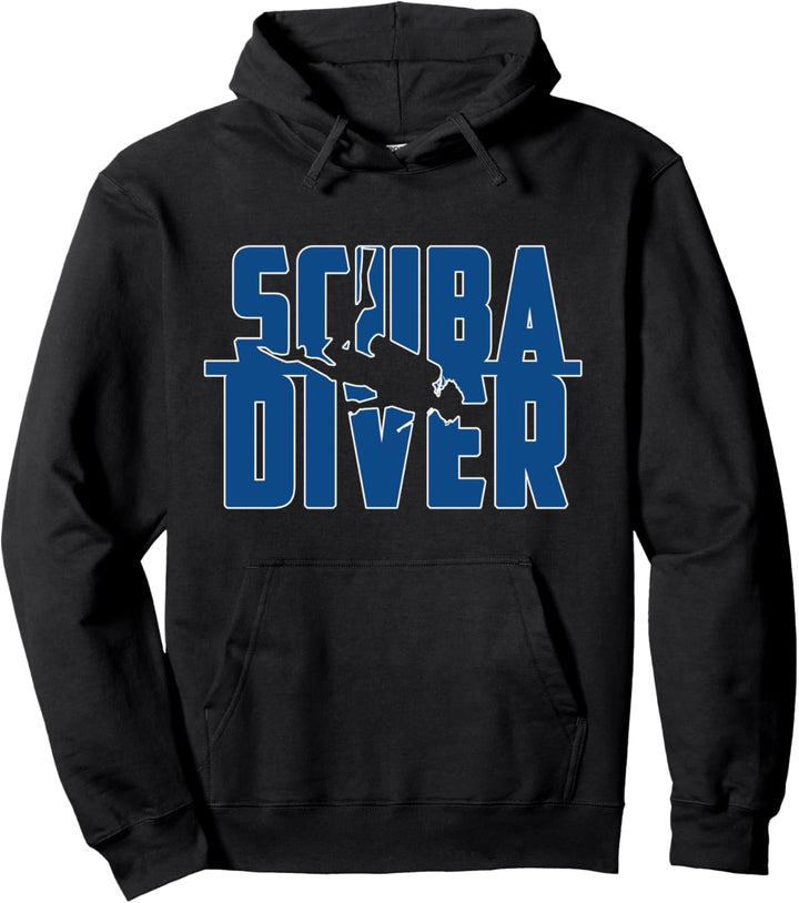 Tauchbekleidung Scuba Diver Text mit Taucher Silhouette Pullover Hoodie