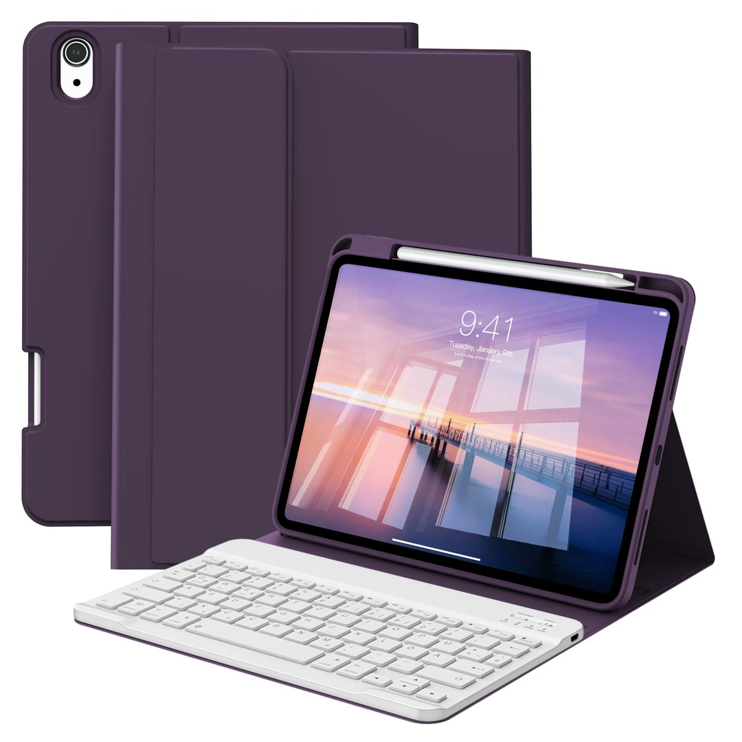 Hülle mit Tastatur für iPad A16 11 Generation 2025/10 Generation 2022(11/10.9 Zoll), Soft TPU Rücksc