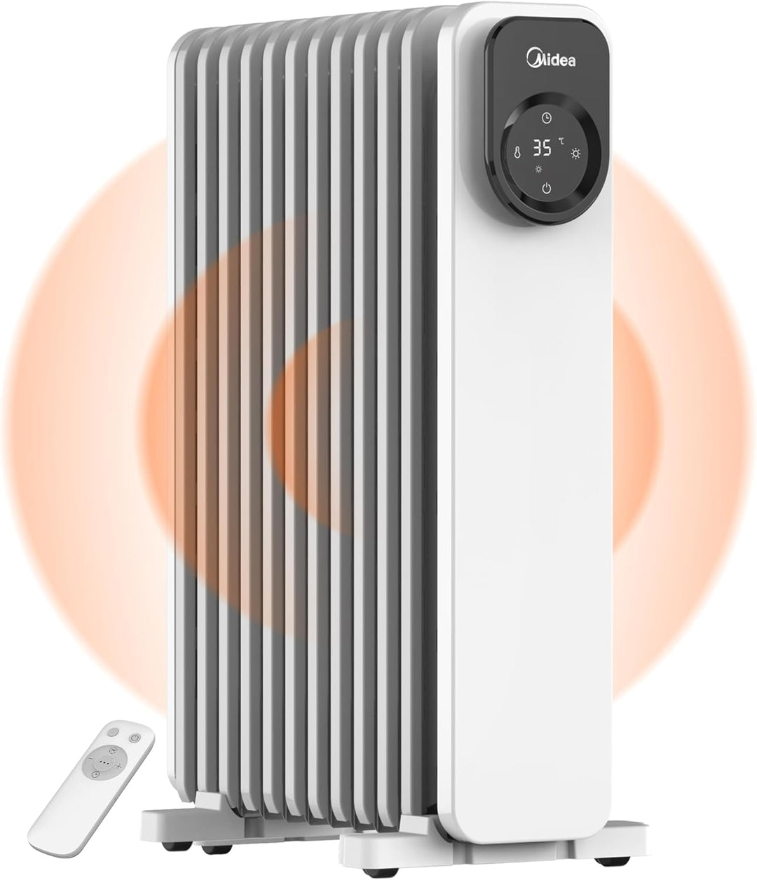 Midea NY2311-24UR Ölradiator, Mobile Elektroheizung 11 Rippenmit Fernbedienung und LED Touchscreen，R
