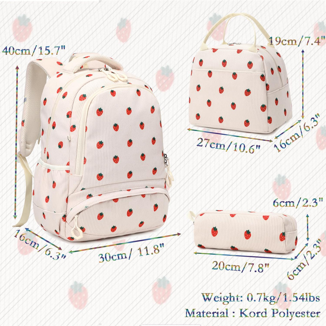 Erdbeere Rucksack Schultasche Kinder Mädchen Schulrucksack Grundschüler Cord Rucksäcke Leicht Schulr