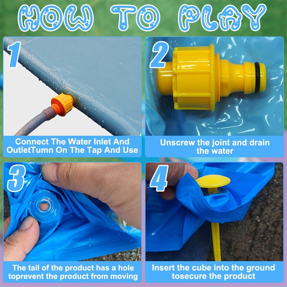 Wasserrutsche Kinder Draussen, 550x145cm Doppel Wasserrutschmatte, Wasserrutsche Garten für Kinder m