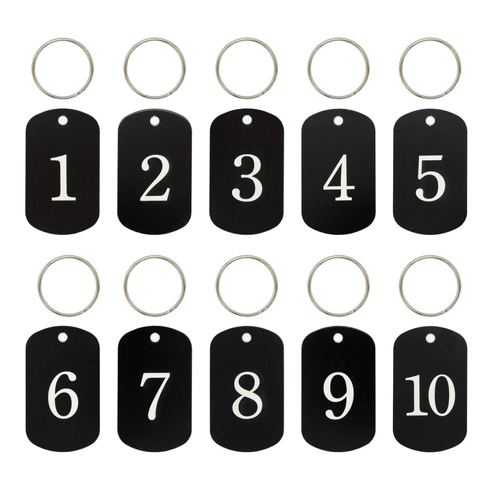 Aluminum Engraved Number Tags Key Tags ID Tags with Key Rings 1-50 Schwarz, 1-50 Schwarz