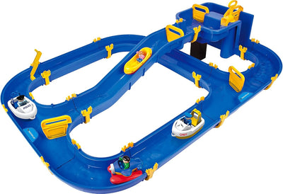 BIG - Waterplay Niagara - Wasserbahn blau, 130 x 90 x 22cm grosse Bahn, mit 3 Booten, Wasserflugzeug
