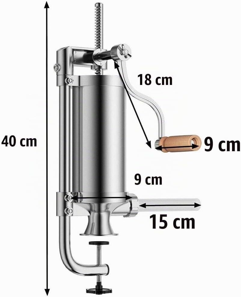 JasCherry 2.5 LB Wurstmaschine Wurstfüller aus Edelstahl mit Feste Halterung - Vertikal Wurstfüllmas