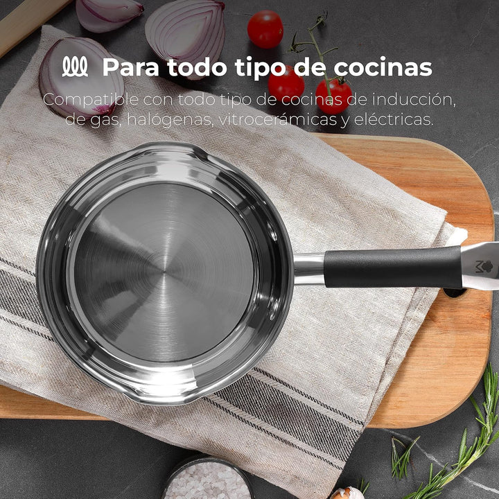 MasterPro Foodies Kasserolle, 1,3 l, 16 X 7,5 cm, Edelstahl, Antihaftbeschichtung, ergonomischer Gri