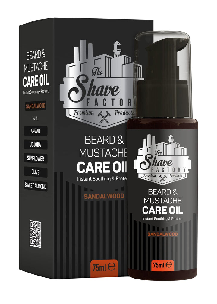 The Shave Factory Beard and Mustache Care Oil - Bart- und Schnurrbart-Pflegeöl mit Sandelholz – die