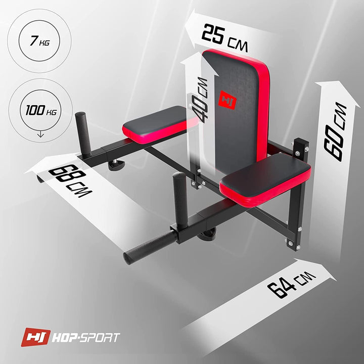 Hop-Sport Dipper Dip Barren Dip Station mit ausziehbaren Haltegriffen Bauchmuskeltrainer zur Wandbef