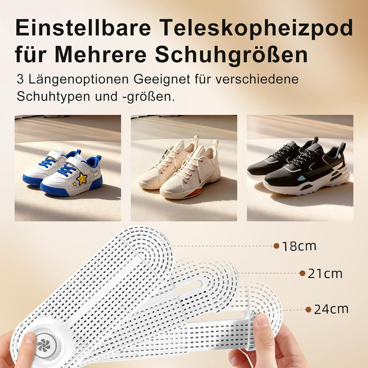 Schuhtrockner Elektrisch, Stiefeltrockner Schuh Stiefelwärmer mit Timer, Einziehbare Länge, Eingebau