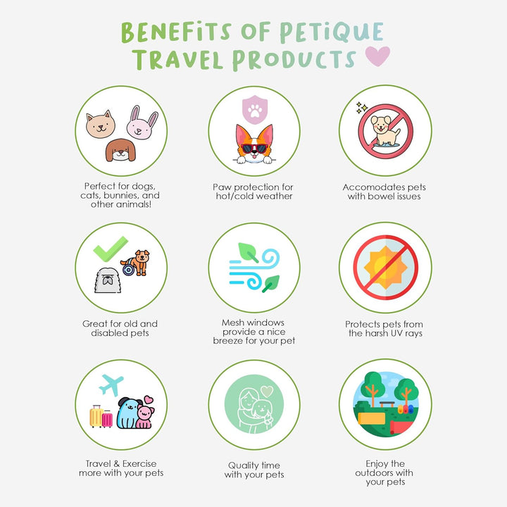 Petique Trailblazer Jogger Hundebuggy für mittelgrosse Hunde & Katzen – luftgefüllte Reifen, 3 Leine