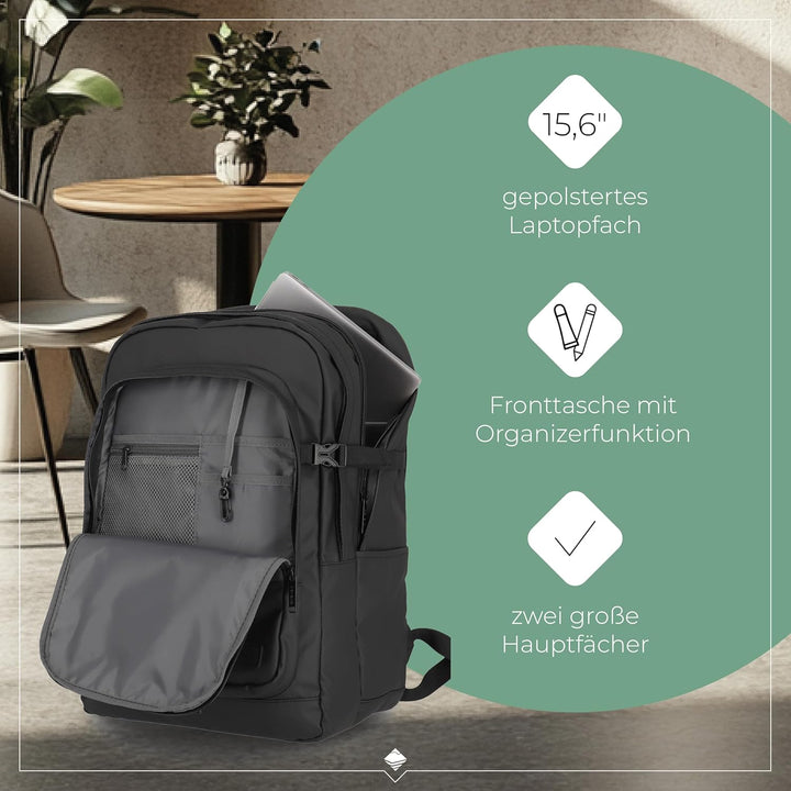 Travelite Rucksack aus wasserabweisendem Material, gepolstertes Laptop Fach 15,6 Zoll, BASICS Tagesr