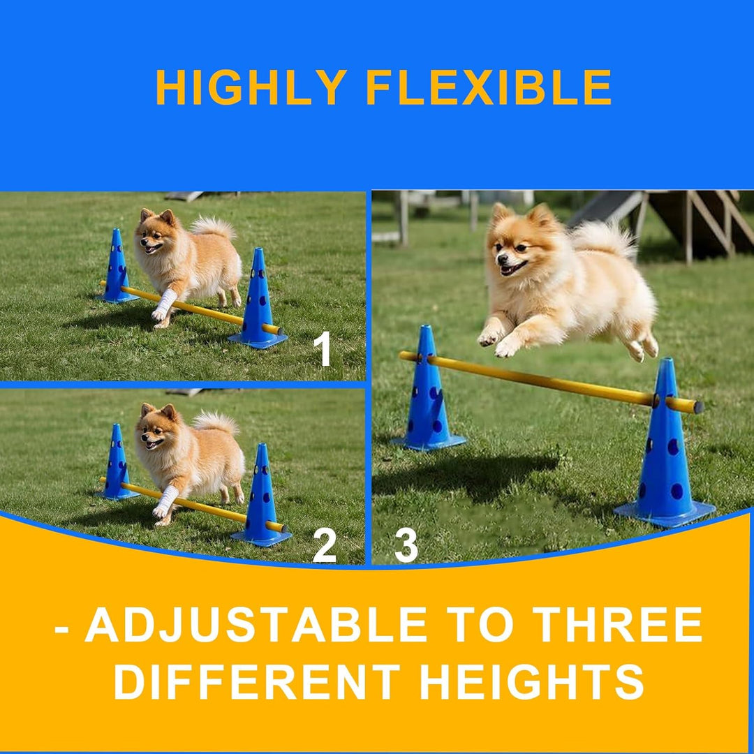 Agility Set Hunde, Sports Hunde Steckhürdenset Agility Hürden Hindernisse für Kinder Hunde, 10 Kegel