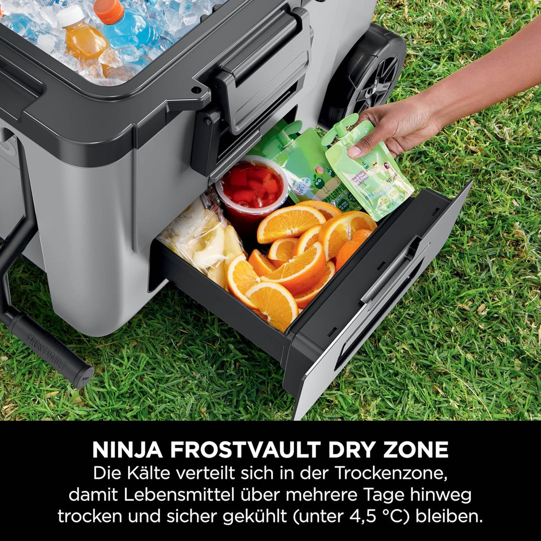 Ninja FrostVault Kühlbox mit Rollen und Isolierung, integrierter Dry Zone Schublade mit Kühlschrankt