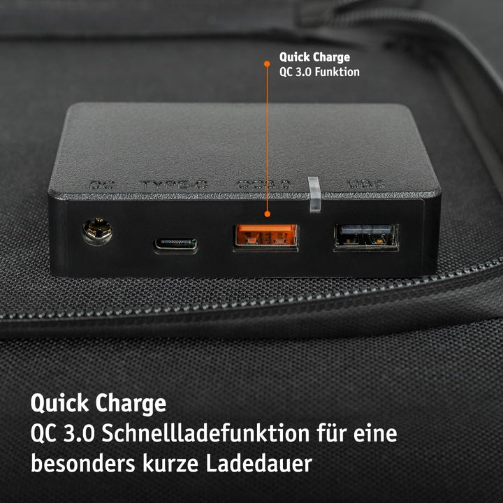 WALTER Faltbares 60 W SOLARPANEL|Tragbare Energiequelle für Abenteurer | USB 2.0 + 3.0, USB-C | Wass