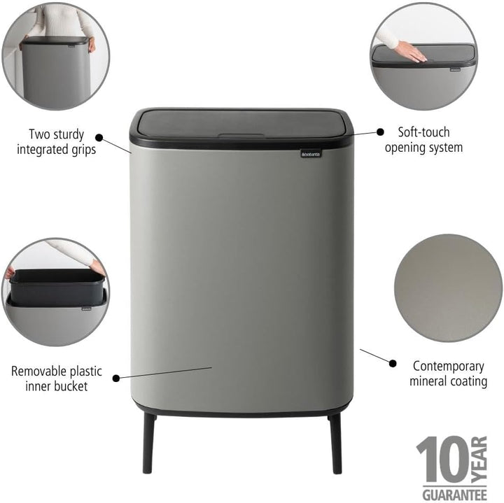 Brabantia 130281 Mülleimer, Mineralbeton Grau, 60 liter 1 Inneneimer (60L) Mineral Concrete Grey, 1