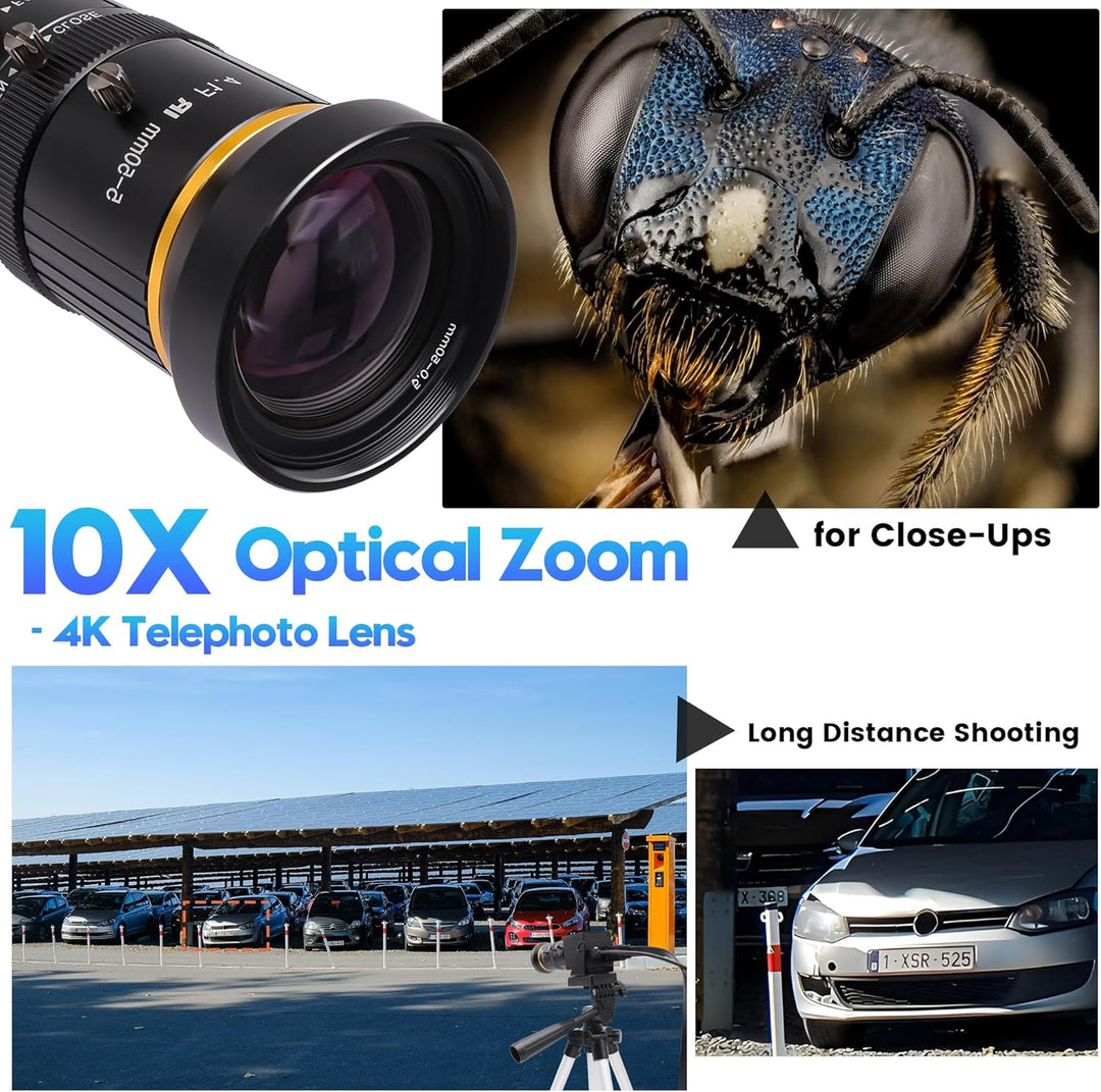 SVPRO 5MP 30FPS USB-Kamera mit 5-50 mm Teleobjektiv, 10-fach optischem Zoom manuellem Fokus Webcam,