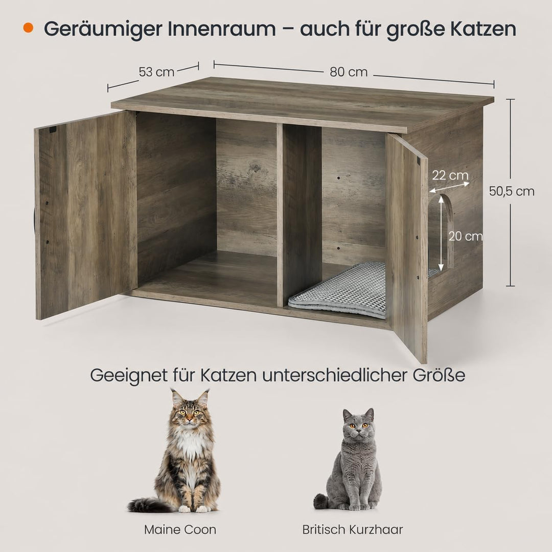 EGGREE Katzenhaus Katzenklo Schrank mit Beistelltisch und Katzenbett