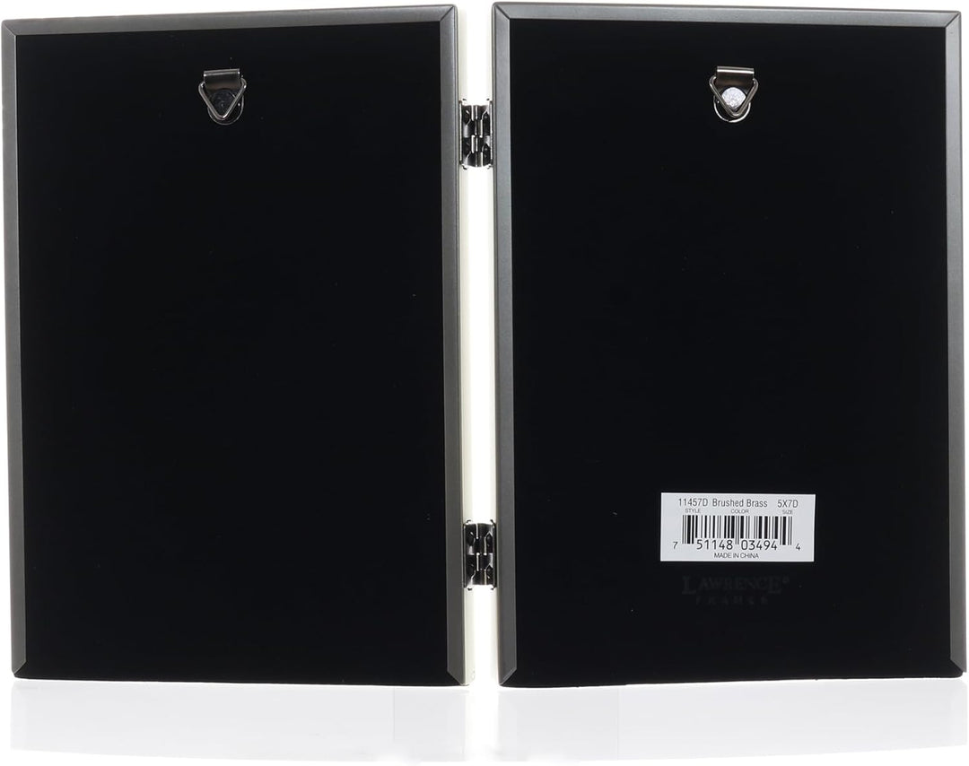 Lawrence Frames 11457D Doppel-Bilderrahmen, antikes Messing, 12,7 x 17,8 cm Goldfarben satiniert 5x7