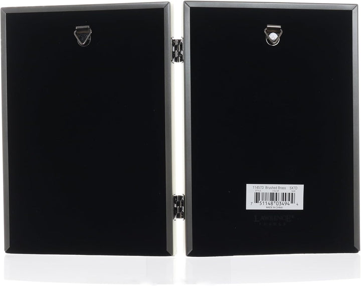 Lawrence Frames 11457D Doppel-Bilderrahmen, antikes Messing, 12,7 x 17,8 cm Goldfarben satiniert 5x7