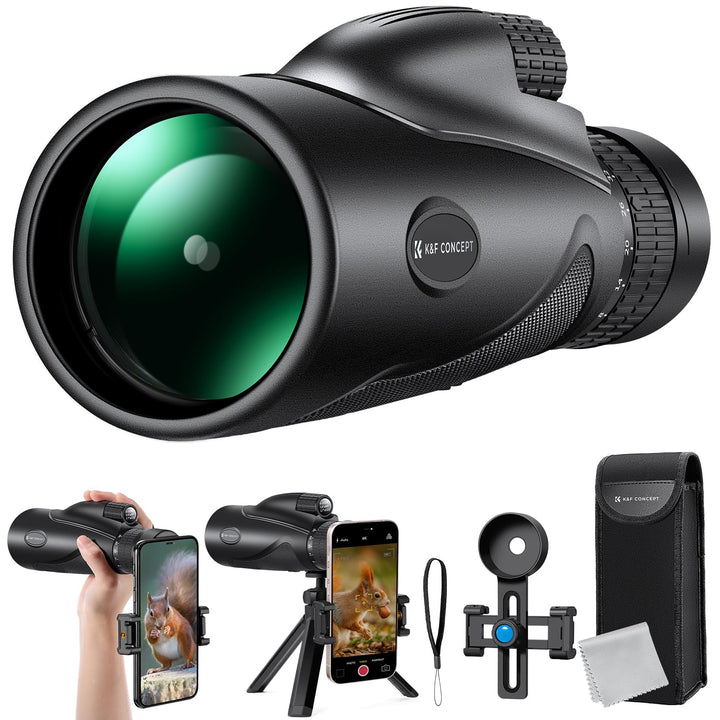 K&amp;F Concept 8-32X50 HD Monokular Teleskop Kontinuierlicher Zoom mit Mobiltelefonclip für Vogelbeobac