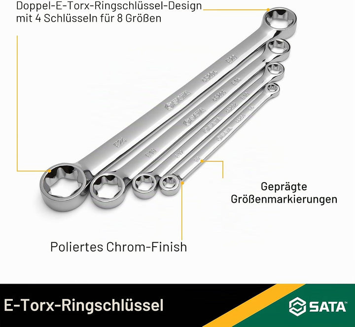 SATA ST09012SJ Doppelringschlüssel, Ringschlüssel, Schraubenschlüssel E-Profil für Aussen-Torx Schra