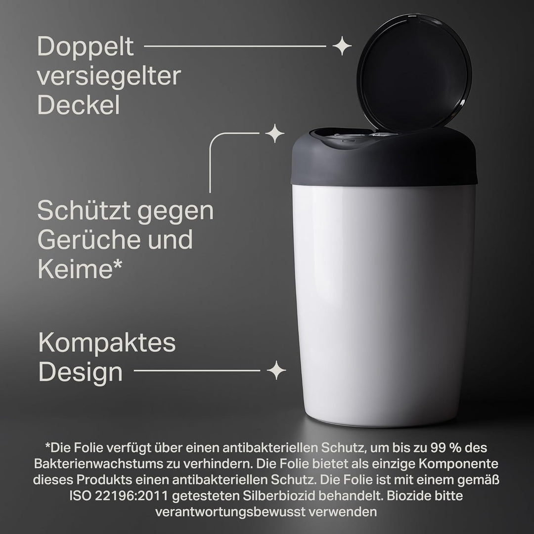 Tommee Tippee Simplee Windeleimer, mit 6 Nachfüllkassette, Schützt gegen Gerüche und Keime*, Zu 100