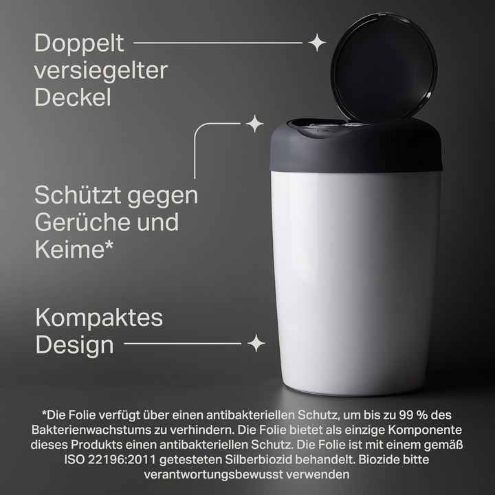 Tommee Tippee Simplee Windeleimer, mit 6 Nachfüllkassette, Schützt gegen Gerüche und Keime*, Zu 100
