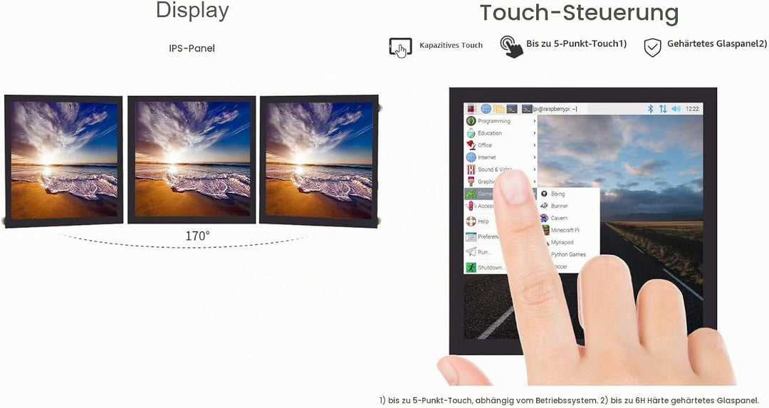 Waveshare 4inch Square Capacitive Touch Screen LCD (C) for Raspberry Pi 720×720 DPI IPS Toughened Gl